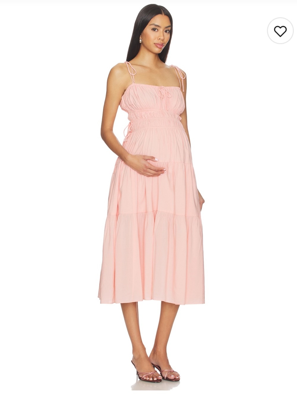 Bumpsuit Shirred Midi Poplin Dress in Ice Pink - Like New - Size M